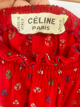 Vintage Celine Red Printed Wool Skirt Set