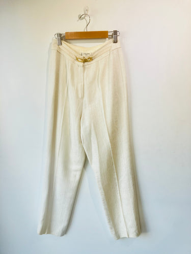 Vintage Celine Cream Pants with Gold Buckle