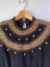 Vintage 1930s Black Embroidered Rayon Top