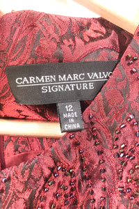 Vintage Carmen Marc Valvo Red Beaded Holiday Tank