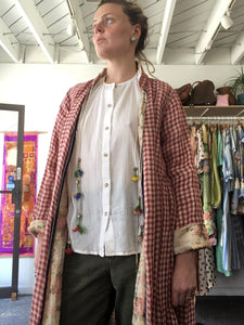 Pero Omen Red Gingham Reversible Coat