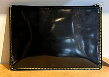 Celine Black Patent Leather Clutch with Gold Topstitch