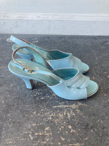 Vintage Amano Light Blue Sandal Heels Sz 7