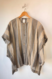 Vintage Issey Miyake Brown and Blue Striped Linen Top