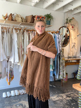 Vintage Brown Furry Alpaca Mohair Scarf