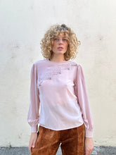 Vintage Pink Beaded Silk Top with Jagged Edge