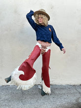 Vintage Red and White Fringe Leather Chaps