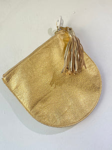 Baggu Gold Leather Clutch