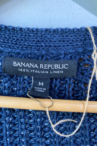 Vintage Banana Republic 90s Blue Linen Cardigan