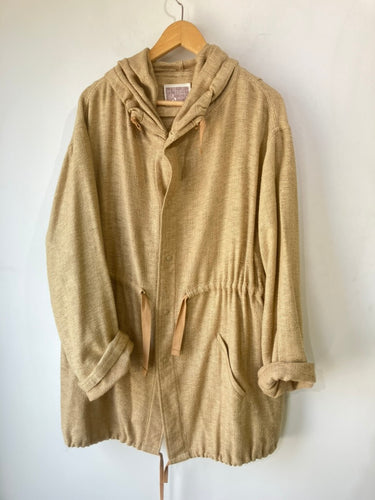 Electric Feathers Khaki Hand Woven Raw Silk Odyssey Parka In Jute