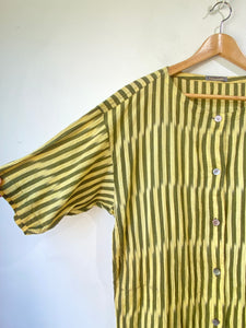 Vintage 80s Issey Miyake Yellow Striped Dress