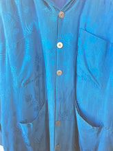 Vintage Chinese Silk Brocade Jacket in Ocean Blue