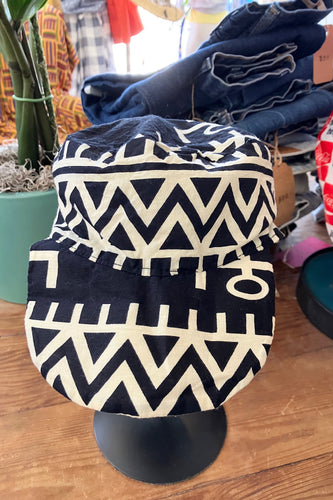 Black White Printed Cotton Hat