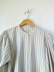 Doen White & Blue Striped Blouse