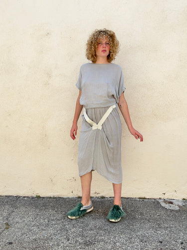 Vintage Issey Miyake Grey Linen Skirt Set