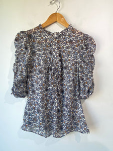 Veronica Beard Blue & Gold Paisley Top