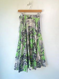 Vintage 1940s Green Pastoral Scene Skirt