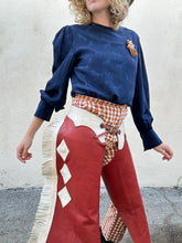 Vintage Red and White Fringe Leather Chaps