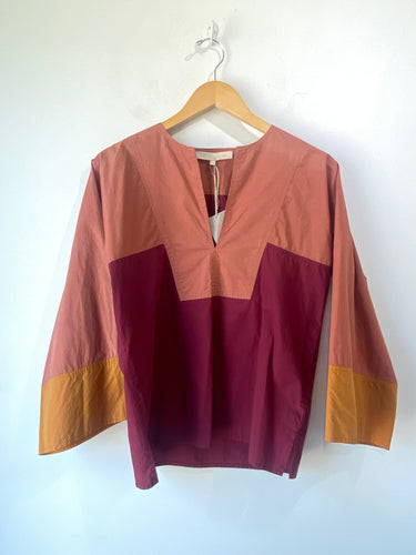 Vanessa Bruno Maroon Color Block Top