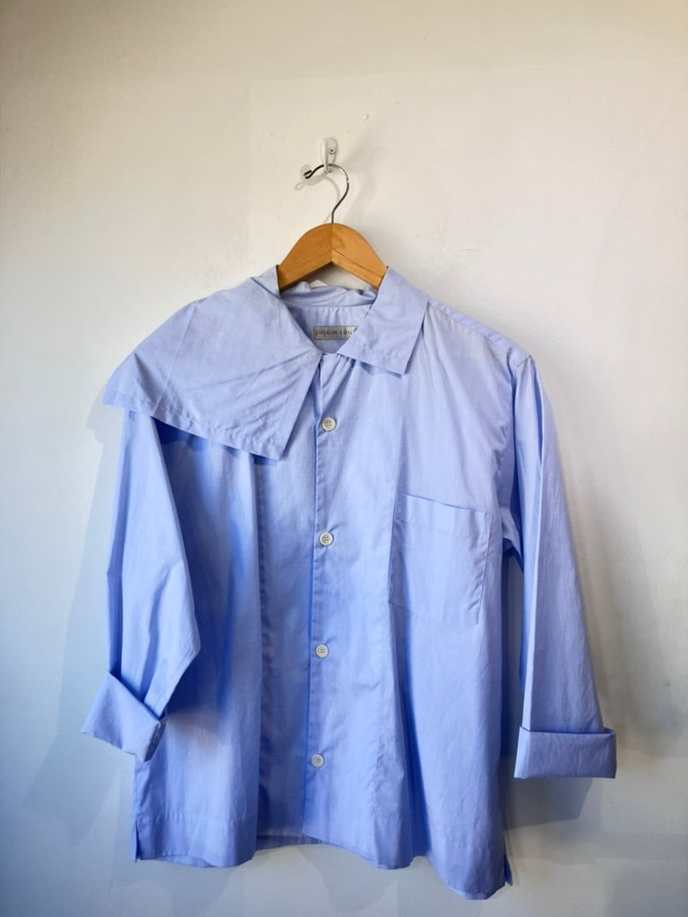 Shirin Guild Light Blue Button Down with Asymmetrical Collar