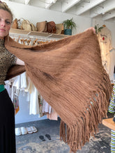 Vintage Brown Furry Alpaca Mohair Scarf