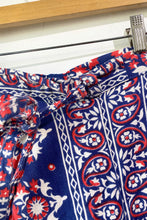 Vintage Red White Blue Block Printed Wrap Skirt