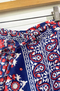 Vintage Red White Blue Block Printed Wrap Skirt