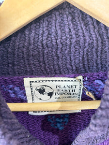 Vintage Planet Earth Imports Purple Heart Sweater Cardigan