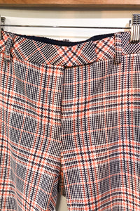 Trina Turk Orange Blue Plaid Pants