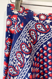 Vintage Red White Blue Block Printed Wrap Skirt