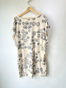 Jesse Kamm Cream & Blue Raw Silk Dress