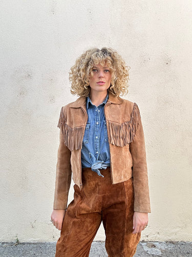 Vintage Berman's Brown Suede Jacket with Fringe