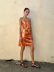 Alberta Ferretti Orange Gold Dress