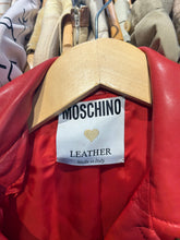 Vintage Moschino Red Leather Jacket with Gold Studs