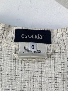 Vintage Eskandar Cream Linen Grid Jacket