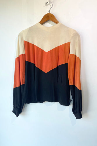 Vintage Bari Stewart 1940s Orange Cream Black Top