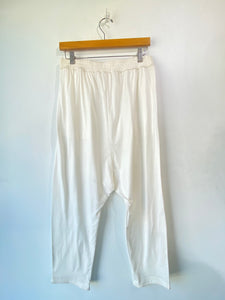 White Cotton Drop Crotch Pants