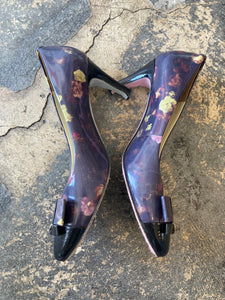 Vintage Paul Smith Black Patent Leather and Purple Pumps Size 38.5