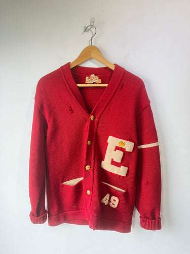 Vintage Woolen Wear 1949 Cherry Red Letterman Sweater