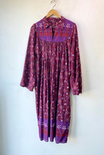 Vintage Red and Purple Block Printed Dress