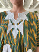 Vintage Green and Yellow Striped Tunic