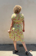 Vintage 1940s Green and Orange Print Dress