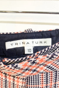 Trina Turk Orange Blue Plaid Pants