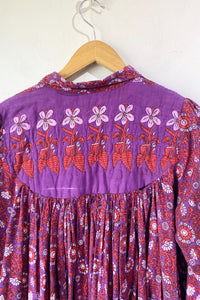 Vintage Red and Purple Block Printed Dress