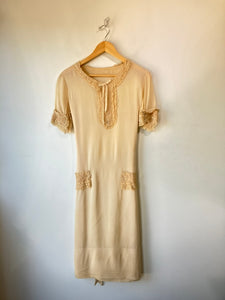 Antique Victorian Cream Silk Dress