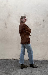 Vintage 1960s Jo-kay Brown Leather Fringe Jacket