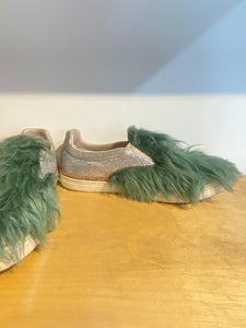 Maison Margiela Teal-Green Fur Shoes