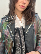 Paint and Studs Black Leather Jacket