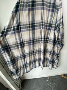 RTH White & Navy Plaid Oversized Shirt Dress