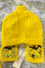 Brooklyn Handknit Yellow Embroidered Hat & Mittens